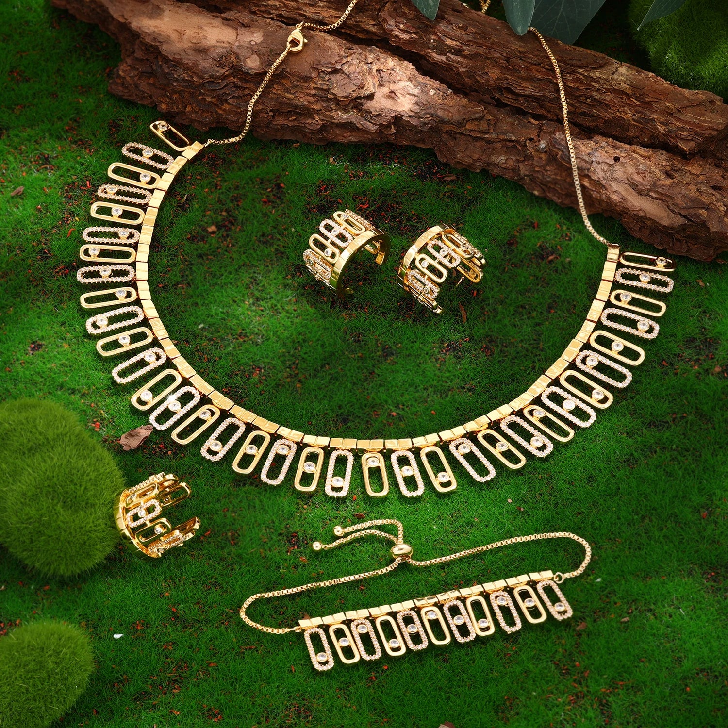 Enchanting Stylish 4 Piece Cubic Zirconia Crystal Necklace Set / Ruchi