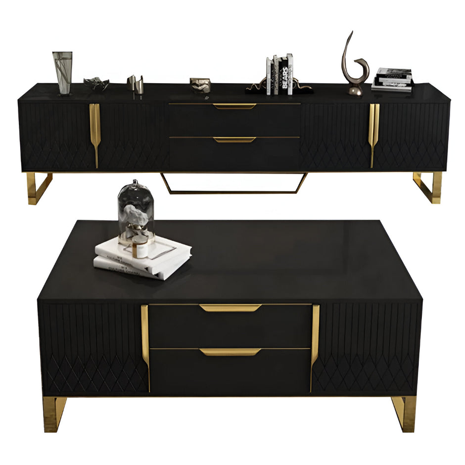 Elegant Wooden Coffee Table And TV Stand Set