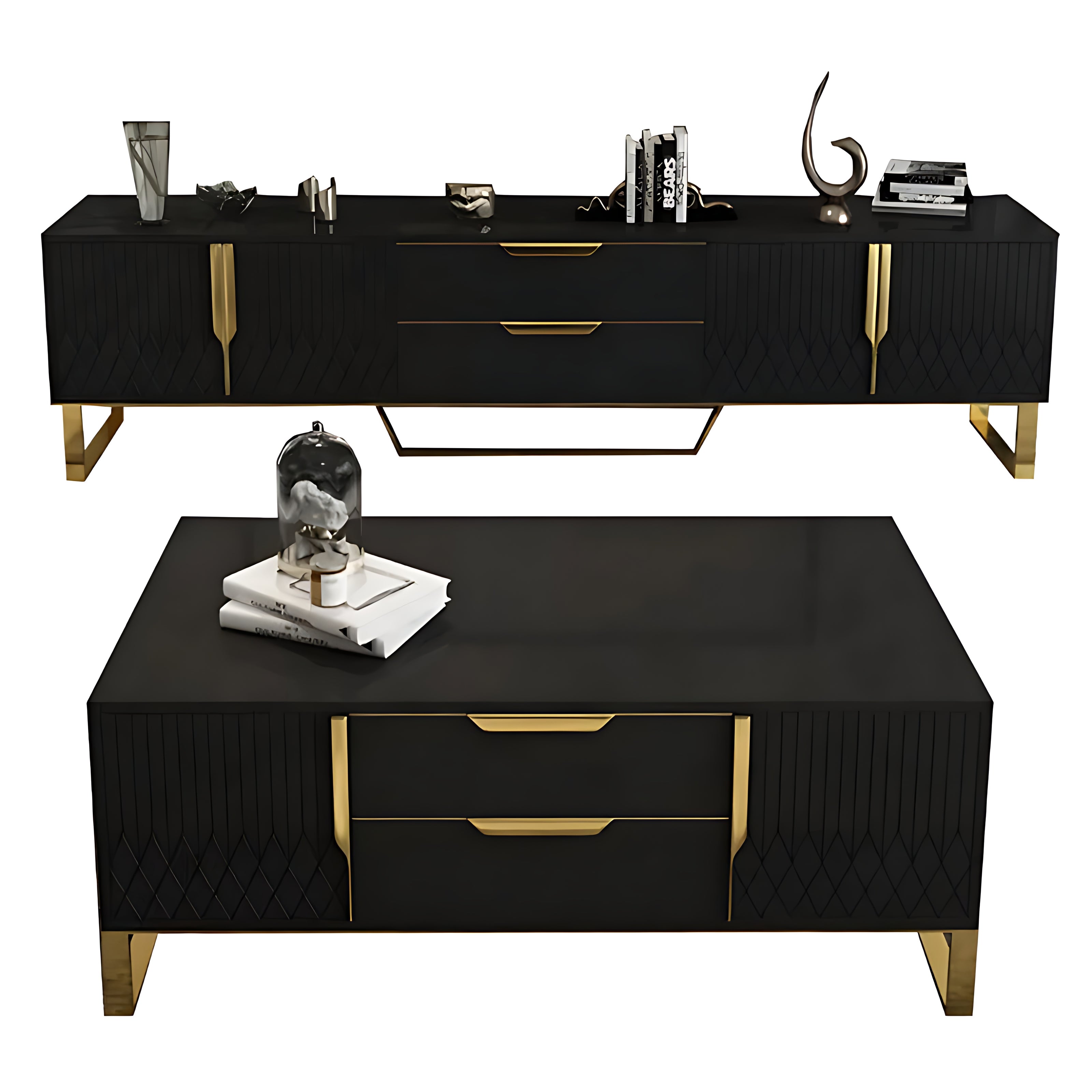 Elegant Wooden Coffee Table And TV Stand Set / Ruchi