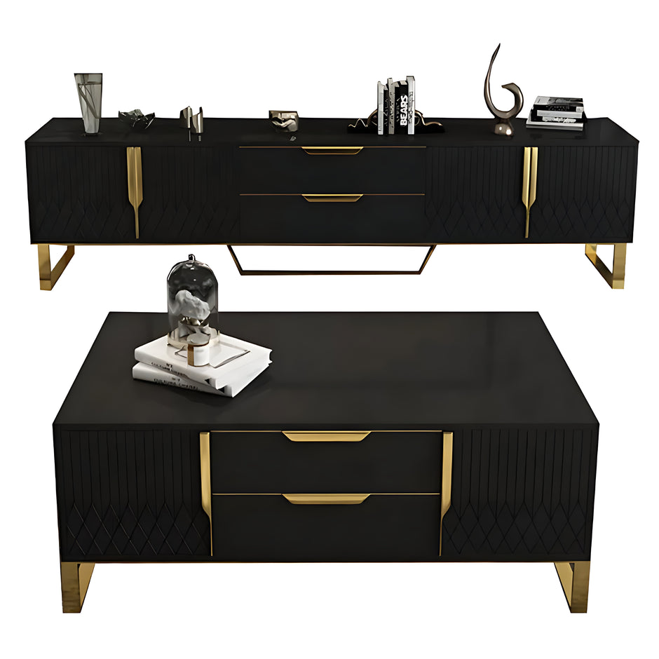 Elegant Wooden Coffee Table And TV Stand Set / Ruchi