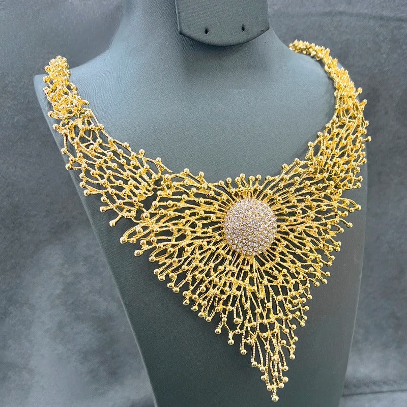 4 Pcs Trendy Gold Plated Women Jewelry Set / Ruchi