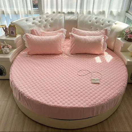 Cotton Round Fitted Bedsheet And Pillows