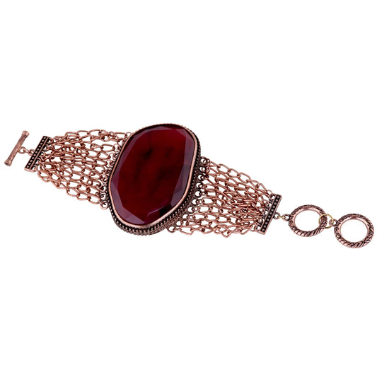 Modern Vintage Red Metallic Stone Bracelet / Ruchi