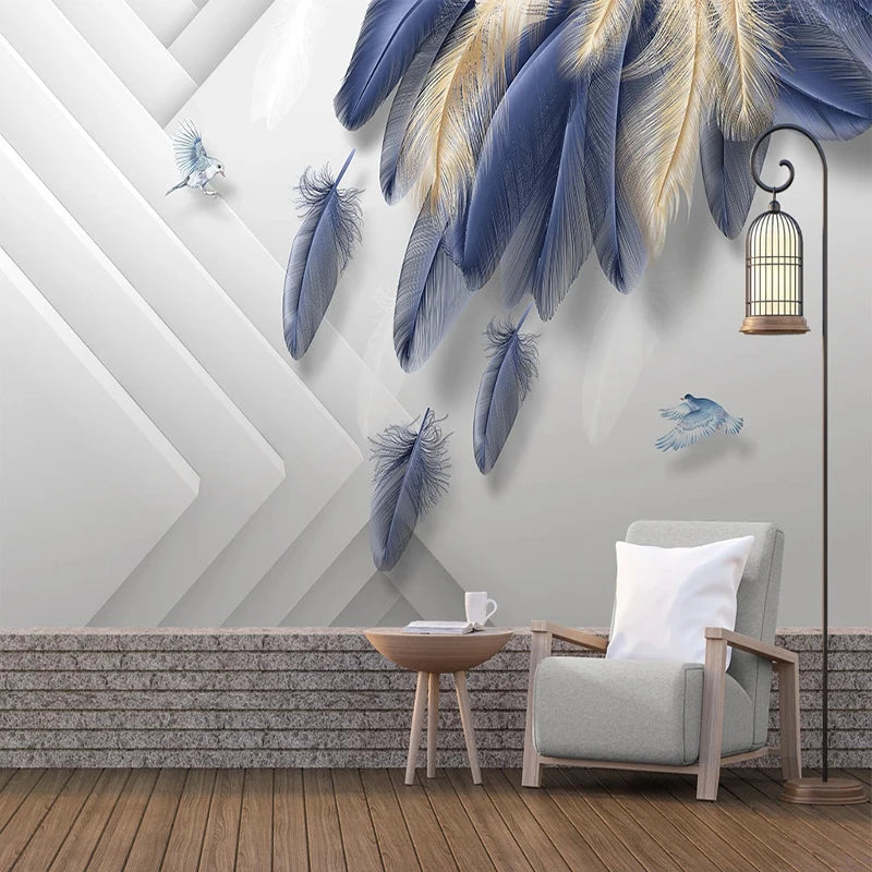 3D Feather Style Modern Fashionable Mural Design Wallpaper / Ruchi