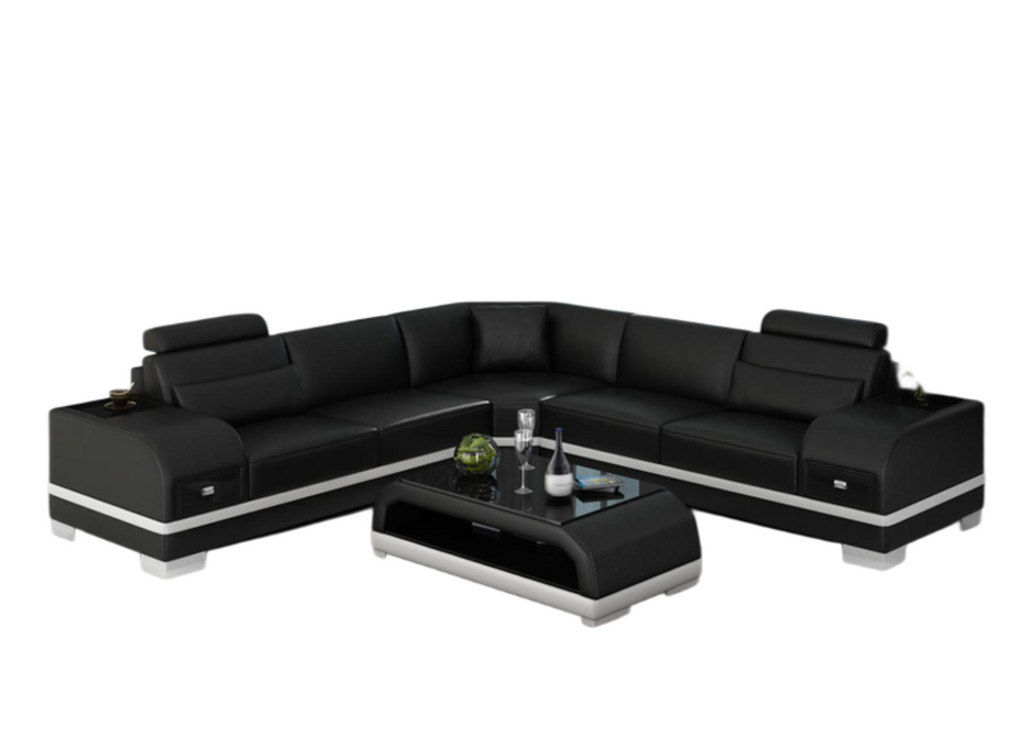 L-Shaped Leather Sectional Sofa With Storage