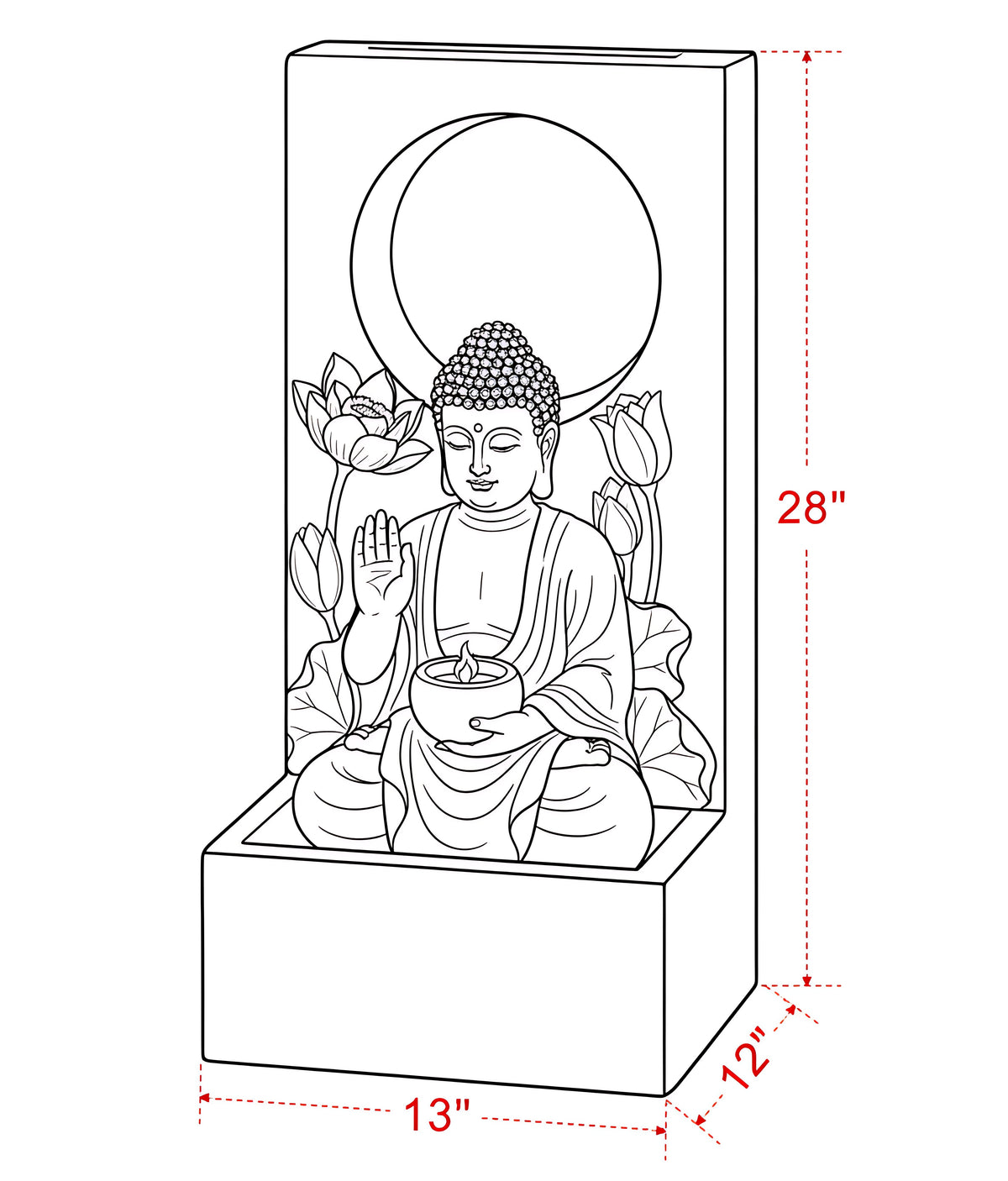 28'' Resin LED Buddha Waterfall Outdoor Fountain / Ruchi