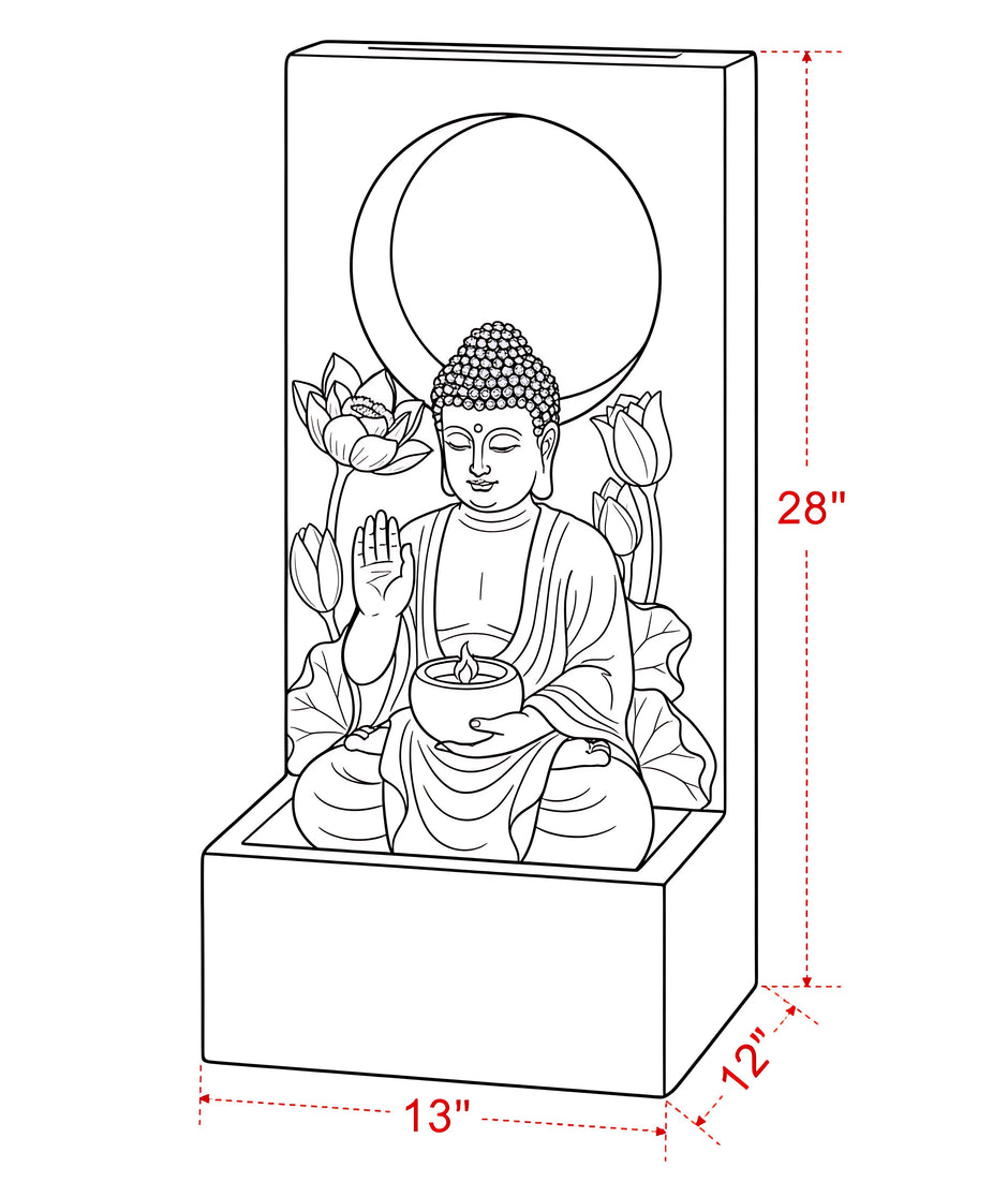 28'' Resin LED Buddha Waterfall Outdoor Fountain / Ruchi