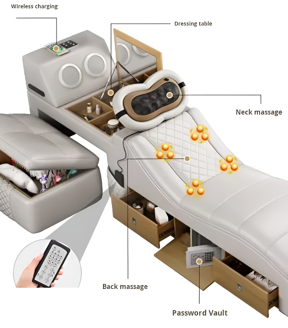 Multifunctional Smart Leather Bed With Massager / Ruchi