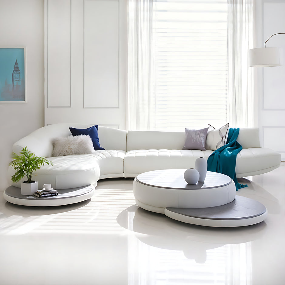 Genuine Leather Sectional Sofa With Chaise / Ruchi 