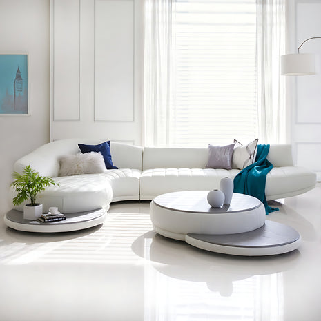 Genuine Leather Sectional Sofa With Chaise / Ruchi 