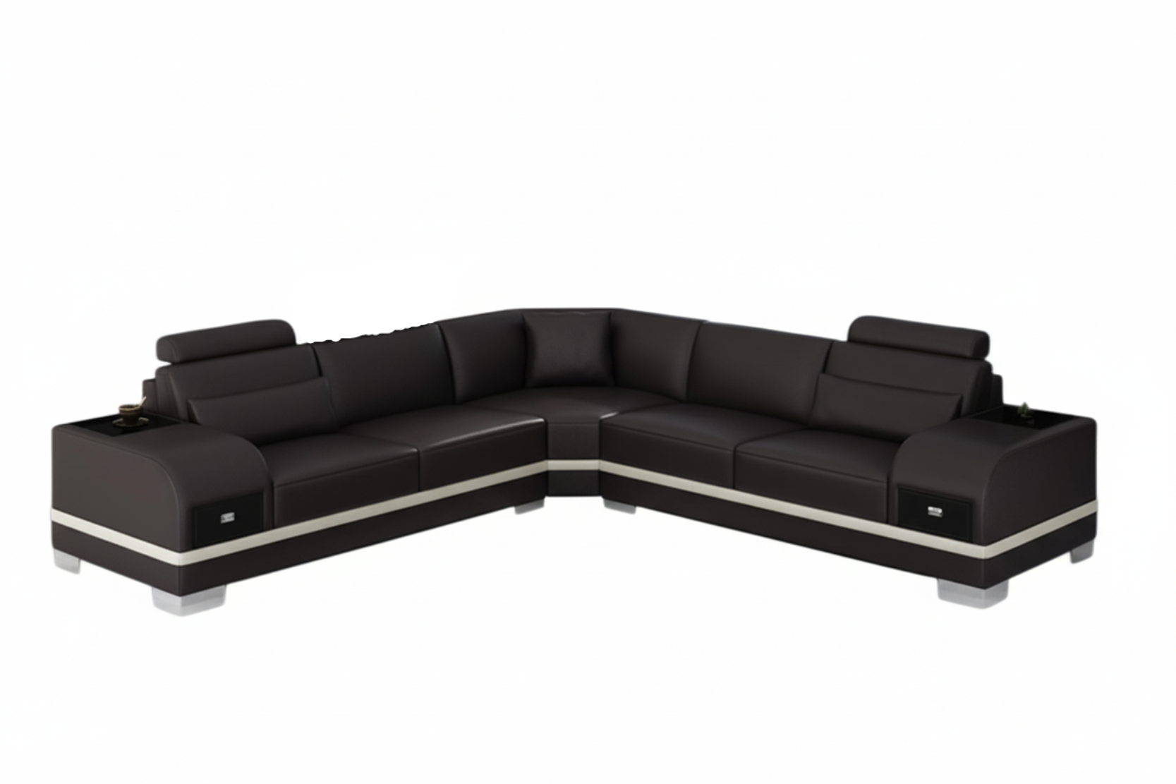 L-Shaped Leather Sectional Sofa With Storage