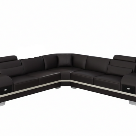 L-Shaped Leather Sectional Sofa With Storage