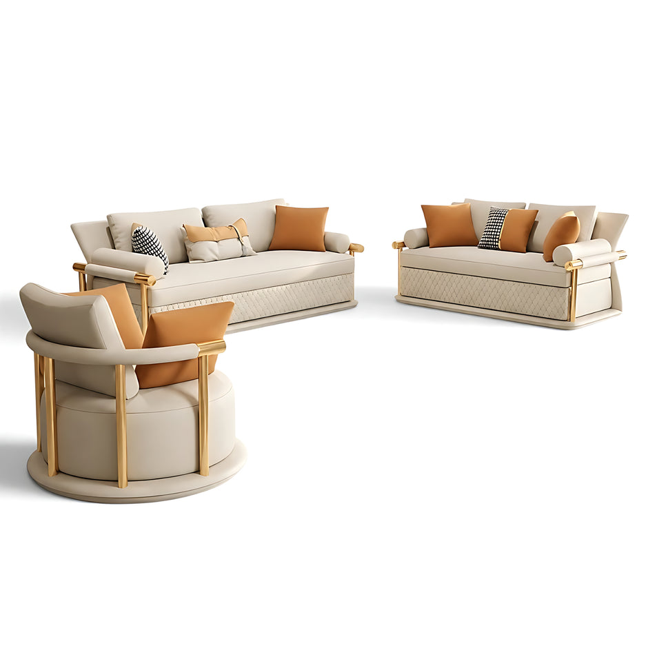 3-Piece Leather Living Room Sofa Set / Ruchi