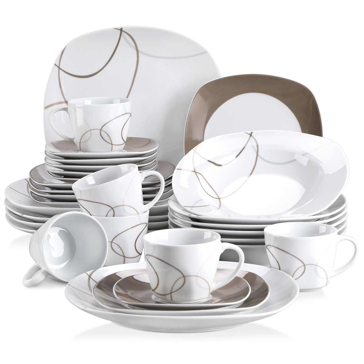 30 Piece Porcelain Ceramic Dinnerware Set For 6 / Ruchi