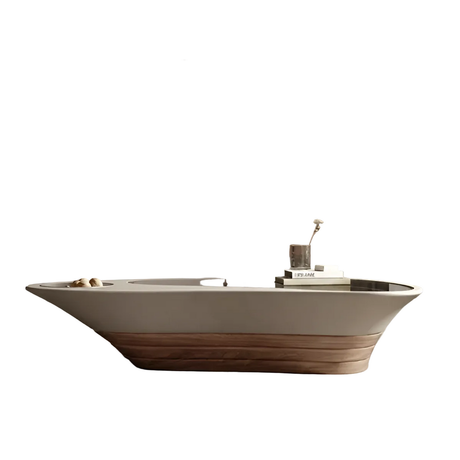 Artistic Glass Top Wooden Coffee Table / Ruchi