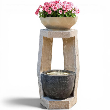 32-inch Resin and Fiberglass Outdoor Fountain with LED / Ruchi