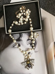 Bee Shaped Handmade Pearl Metal Necklace / Ruchi