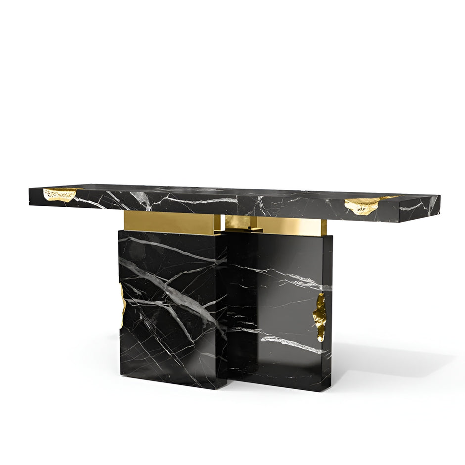 Modern Marble Looking Metal Accent Table