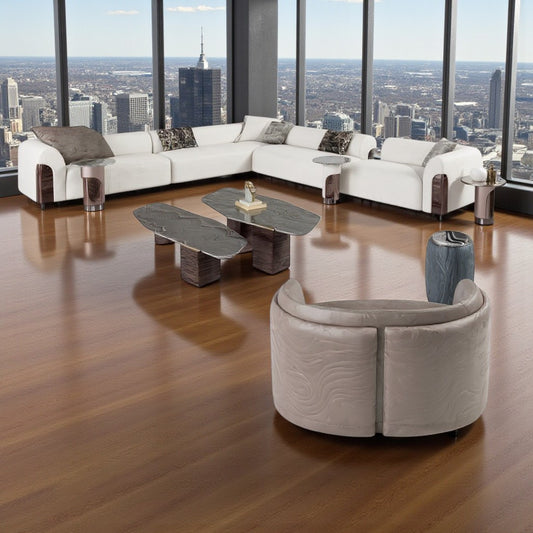 Magnificent Boucle Fabric Sectional L-Shaped Sofa / Ruchi