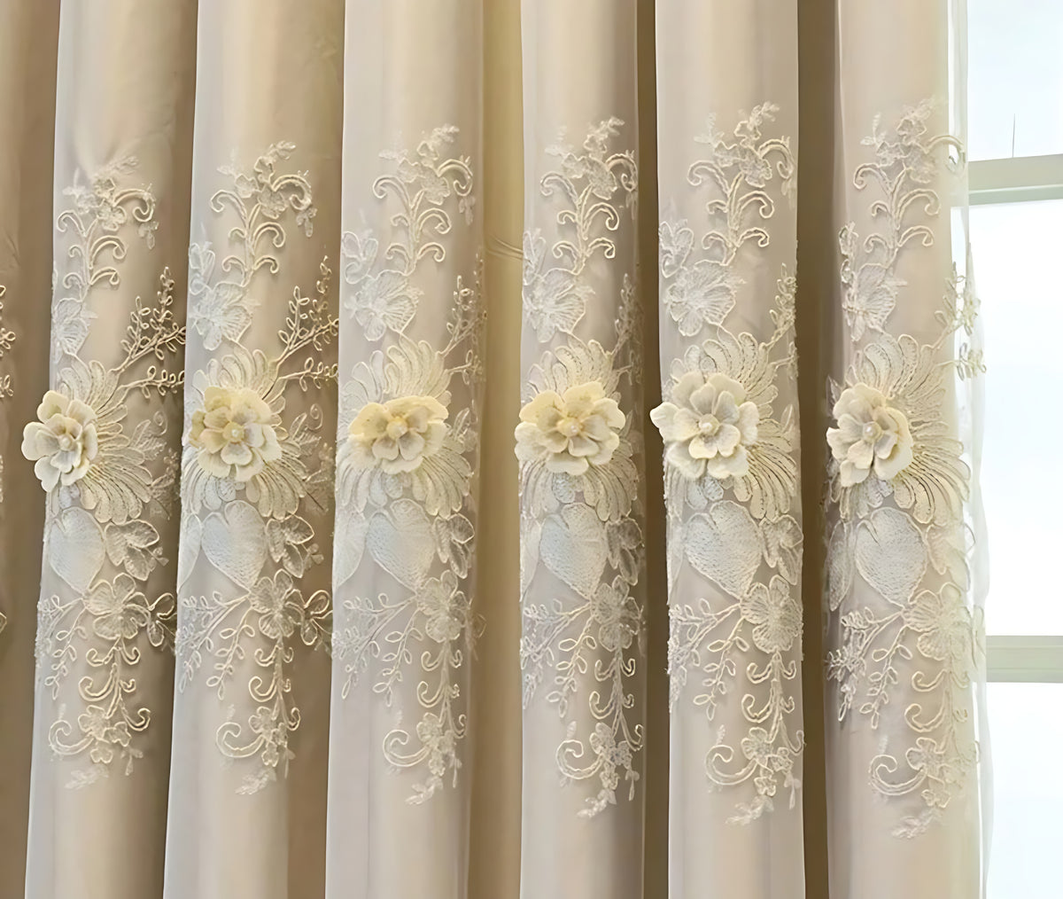Floral Embroidered Tulle Window Curtain / Ruchi