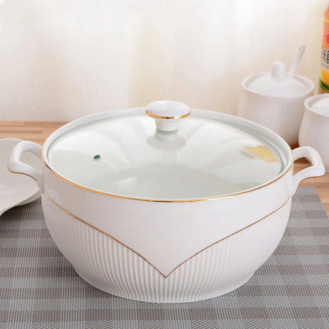 Round Ceramic Soup Bowl With Lid / Ruchi