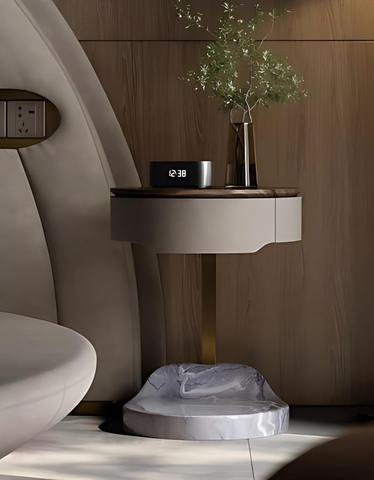 Modern LED Leather Round Bed
