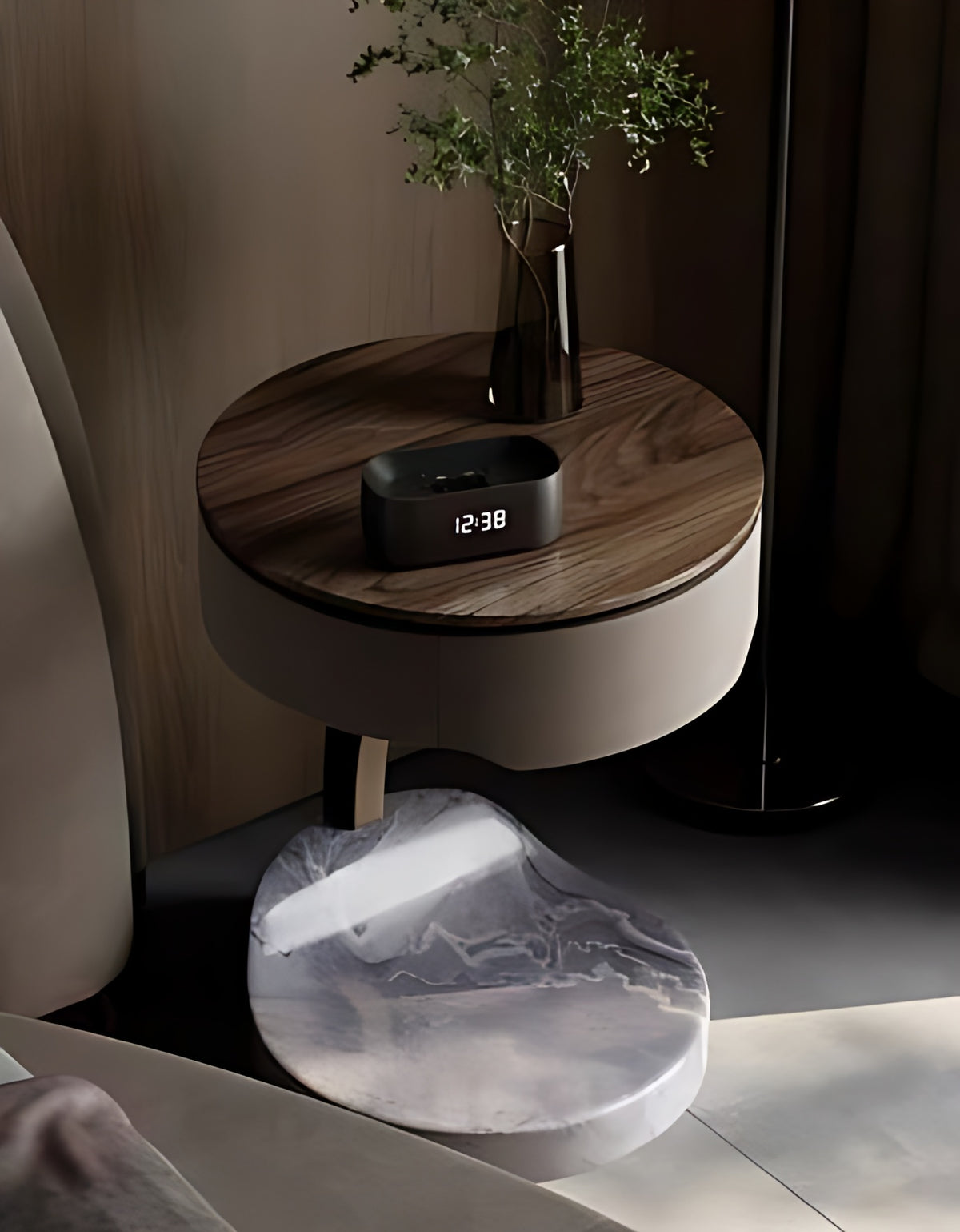 Modern LED Leather Round Bed
