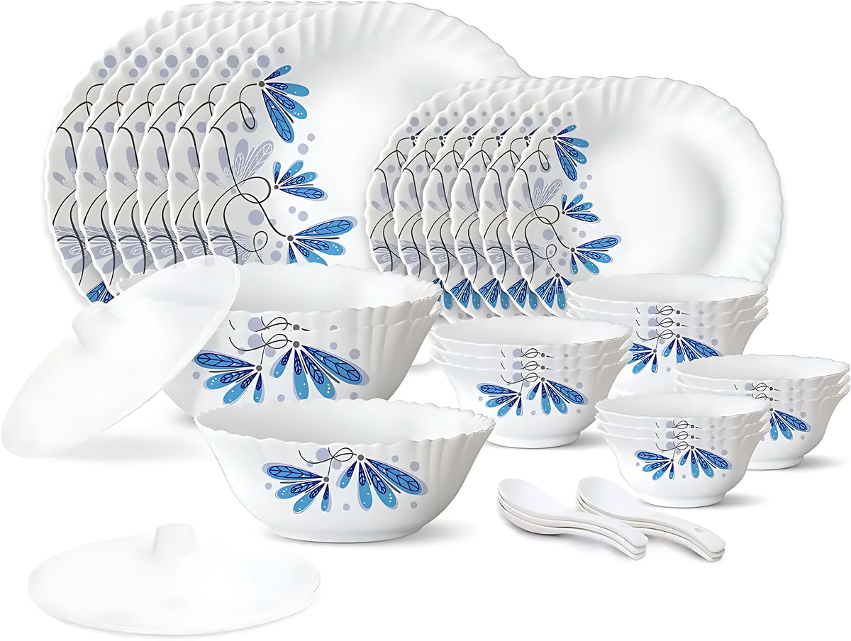 35 Pieces White Dinner Plates & Bowls Set / Ruchi