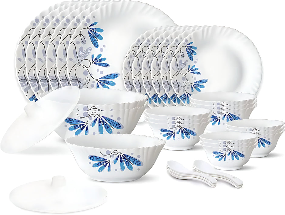 35 Pieces White Dinner Plates & Bowls Set / Ruchi