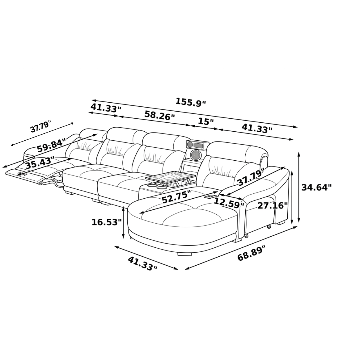 Comfy Electric Reclining Leather Sofa / Ruchi