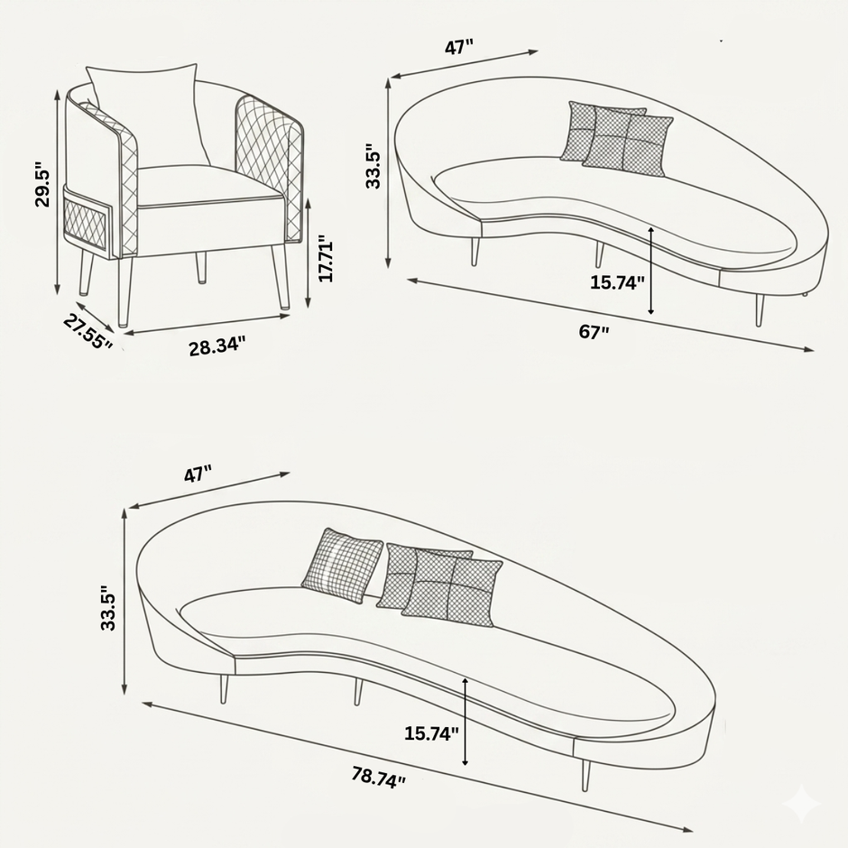 Modern Leather Circular Sofa Set / Ruchi