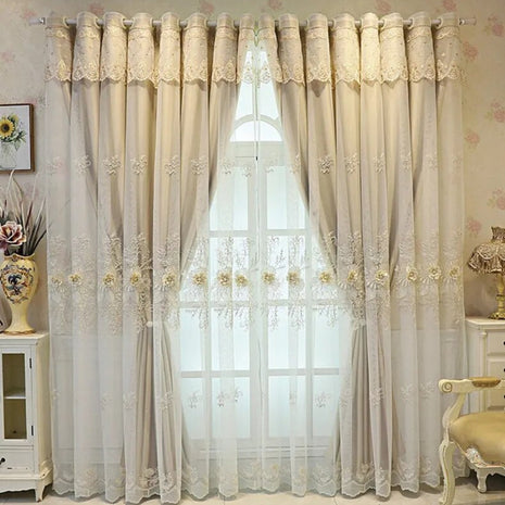 Floral Embroidered Tulle Window Curtain / Ruchi