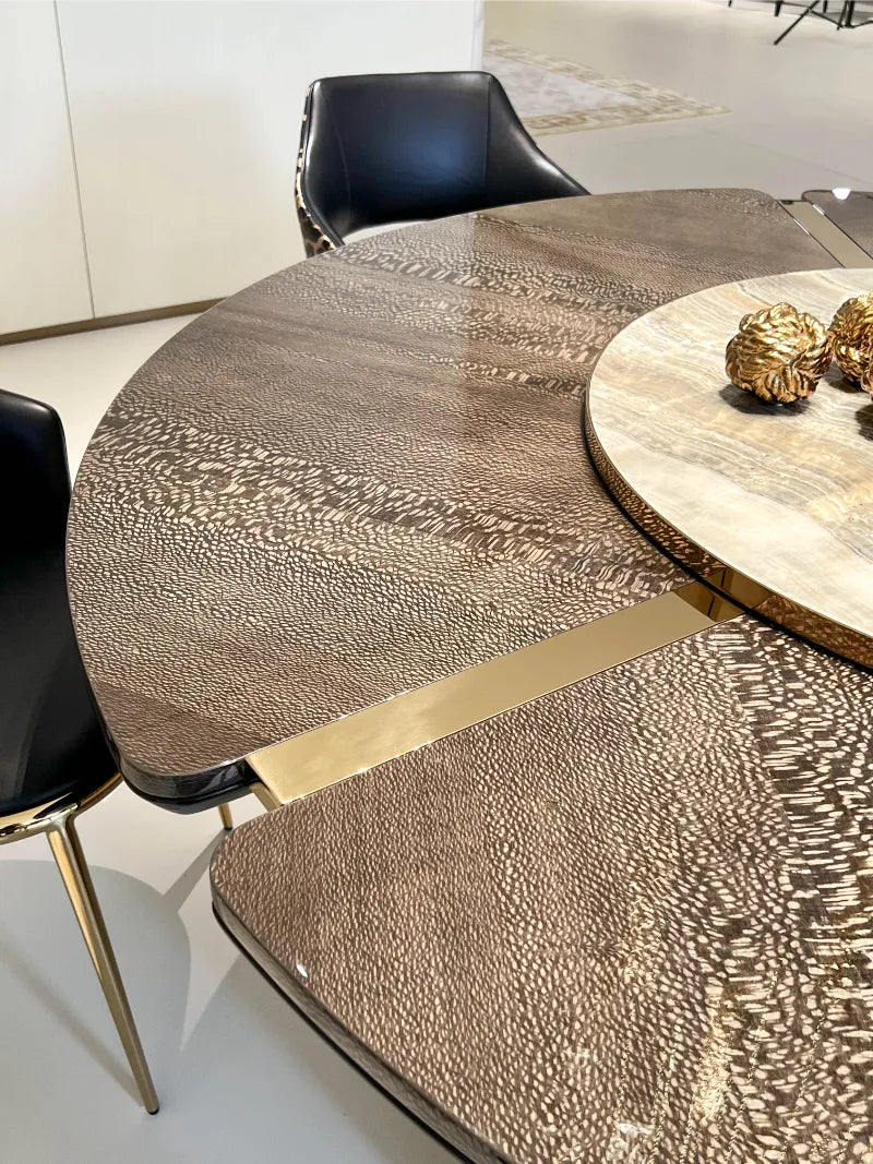 Shiny Wooden Top Round Dining Table Set