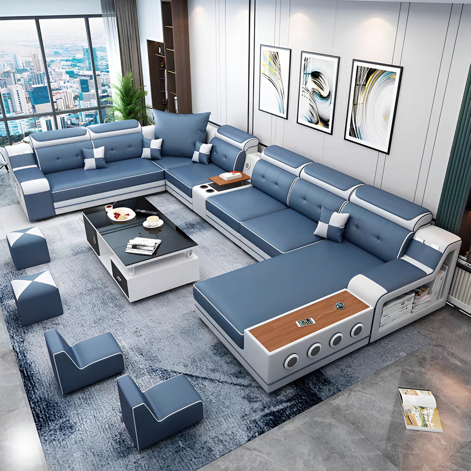 Multifunctional Leather Sectional Sofa with Chaise / Ruchi