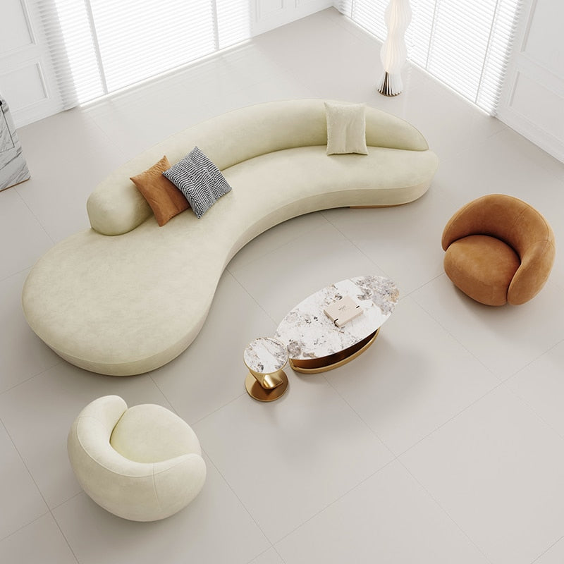 Affluent Curvy Fabric Upholstered Combination Sofa Set / Ruchi