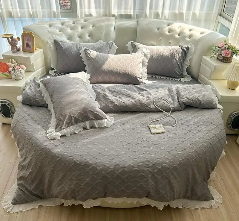 Round Microfiber Fabric Fitted Bedsheet And Bed-Skirt / Ruchi