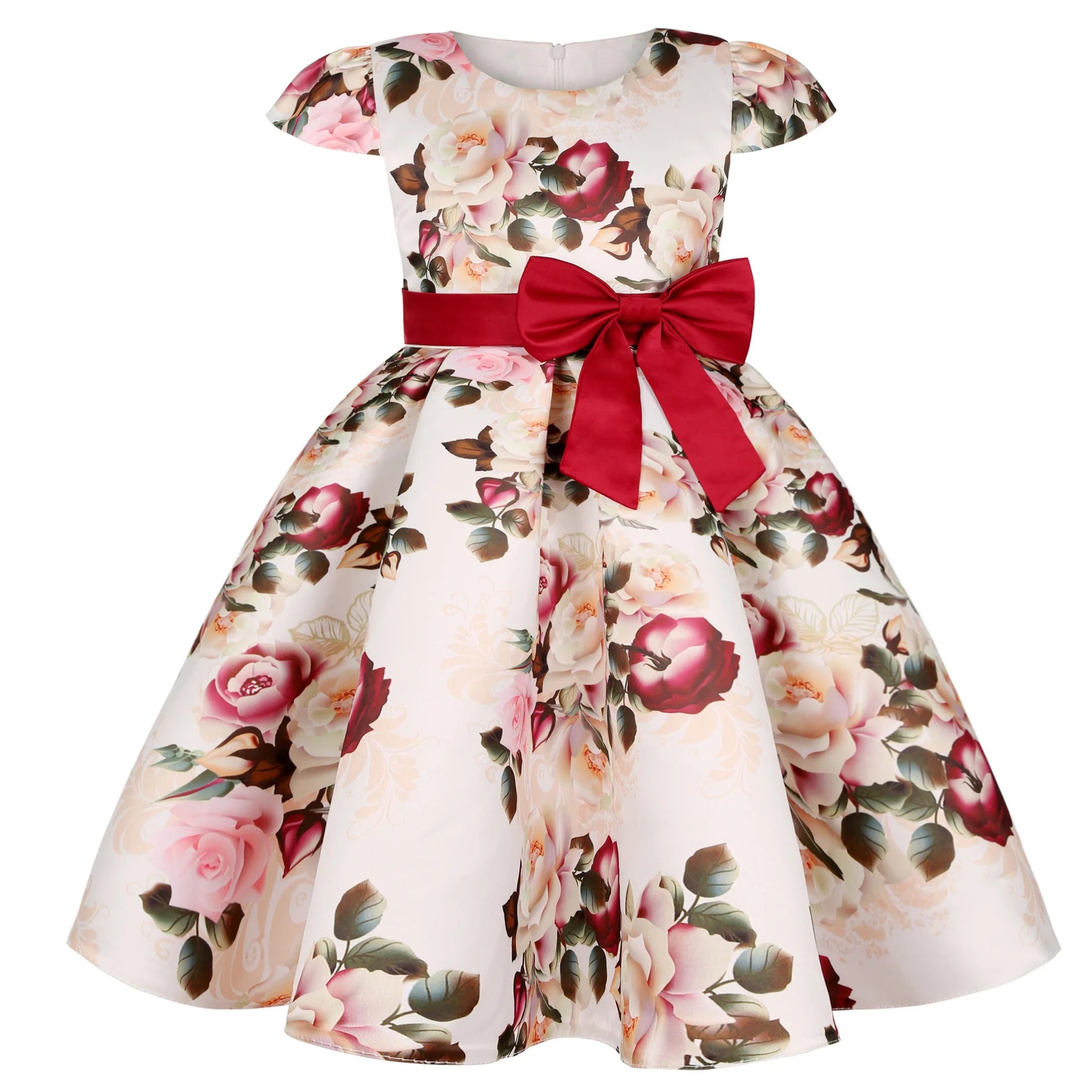 Sleeveless Floral Design Polyester Girl Kids Dress