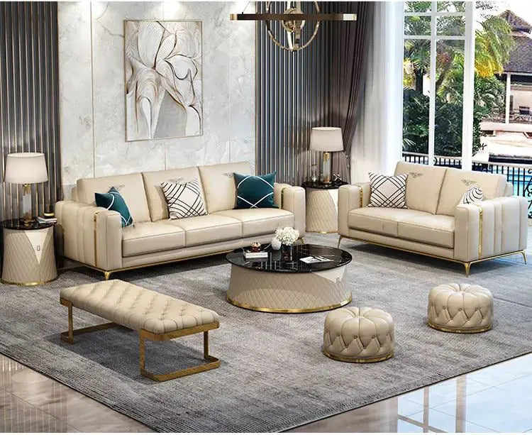 Luxury Leather Sofa Set For Living Room / Ruchi