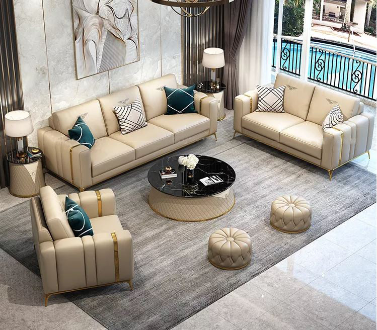Luxury Leather Sofa Set For Living Room / Ruchi