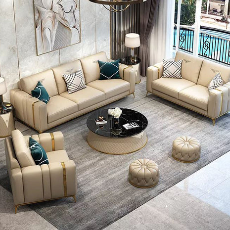 Luxury Leather Sofa Set For Living Room / Ruchi
