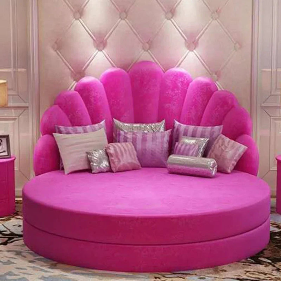 Luxury Velvet Round Bed