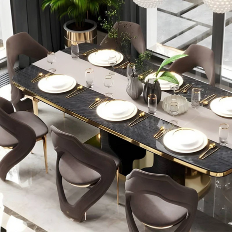 Marble Top Dining Table Set For 8 / Ruchi
