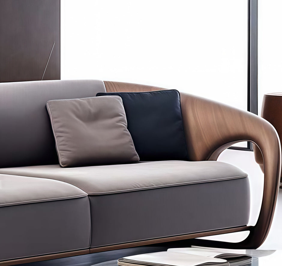 Modern Wooden 3 Seater Velvet Fabric Sofa / Ruchi