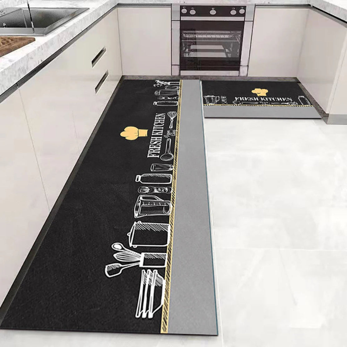 Set Of 2 Elegant Non-Slip Water Absorbent Kitchen Floor Mat