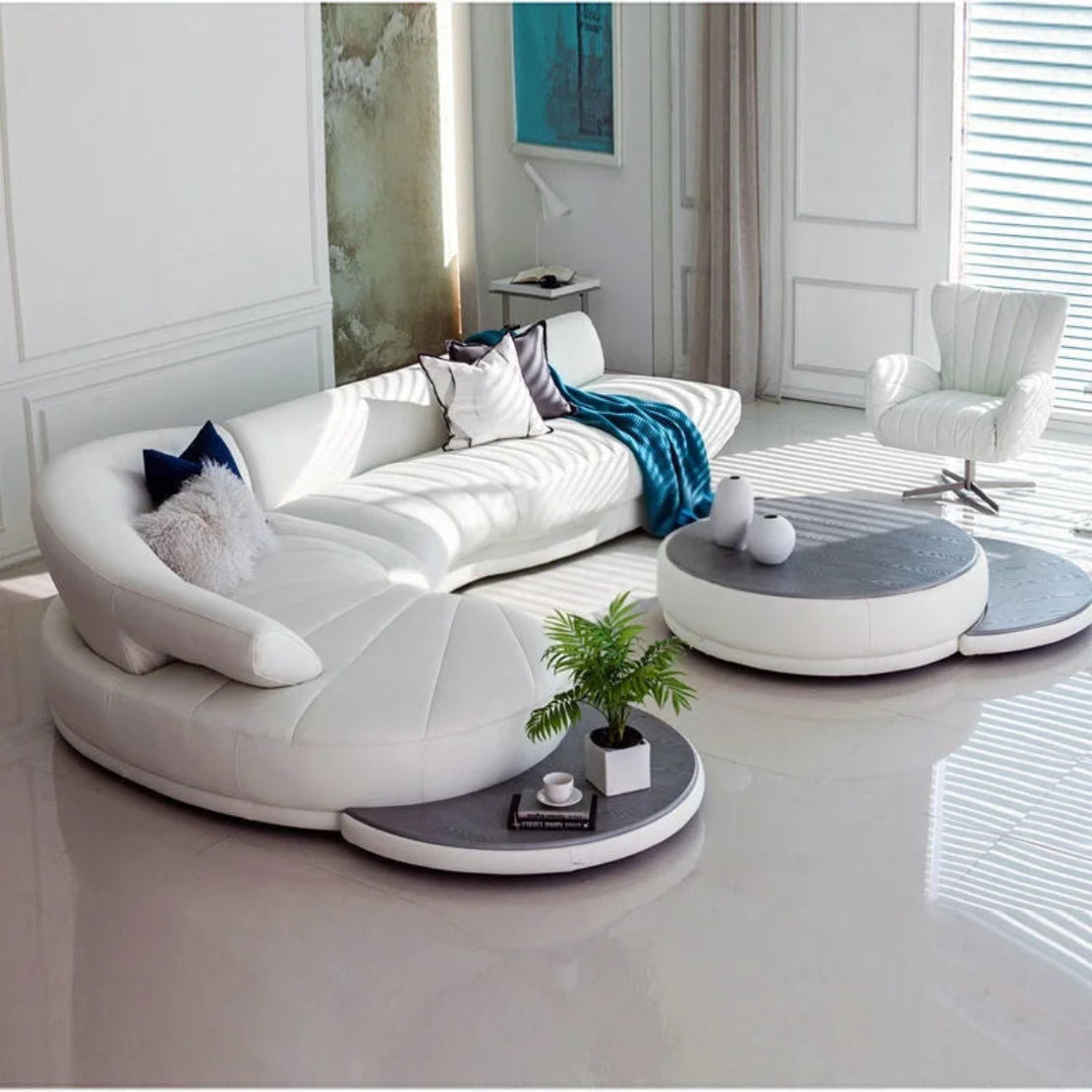 Genuine Leather Sectional Sofa With Chaise / Ruchi