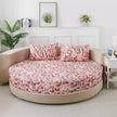 Round Cotton Fitted Bedsheet With Pillowcases