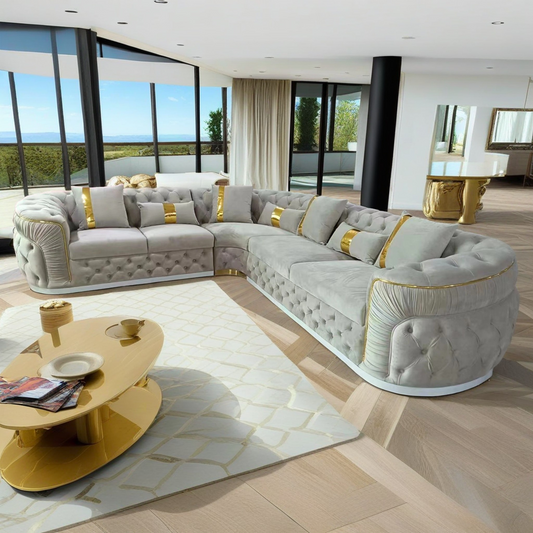 Classy High End Velvet Fabric Sectional Sofa / Ruchi