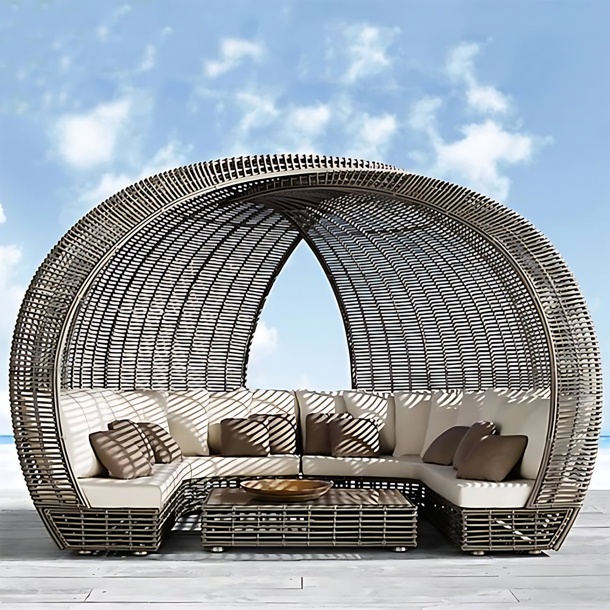 Modern Rattan Patio Outdoor Sofa Bed / Ruchi