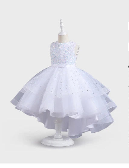 Sleeveless Kids Party Dress With Tulle Skirt