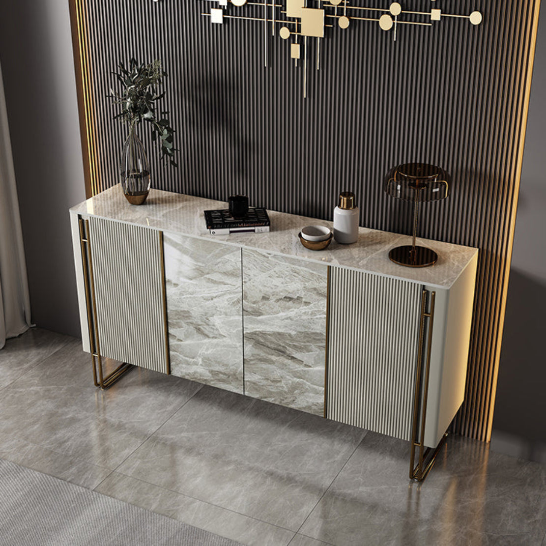 Marble Top Buffet Table With Storage / Ruchi